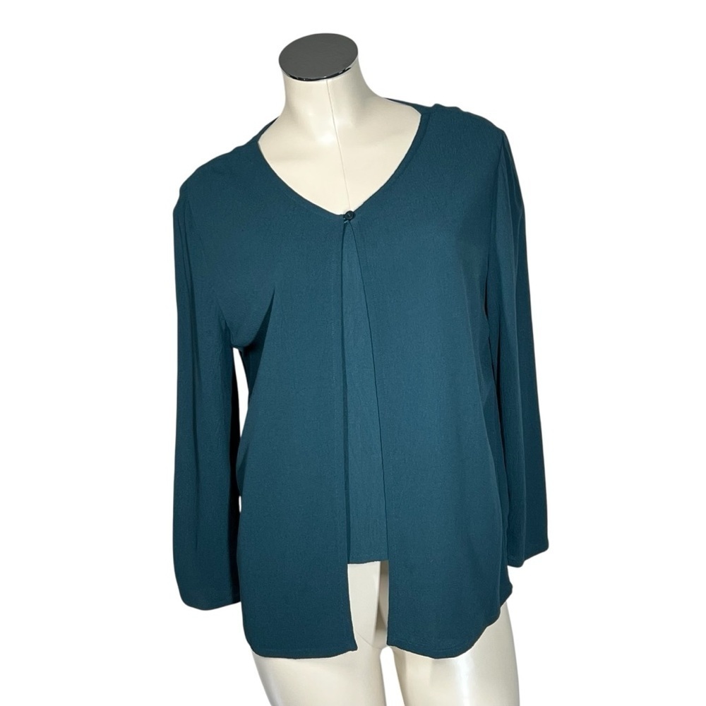 EILEEN FISHER Teal Green Two Piece Cami Cardigan Set Women's Size PS